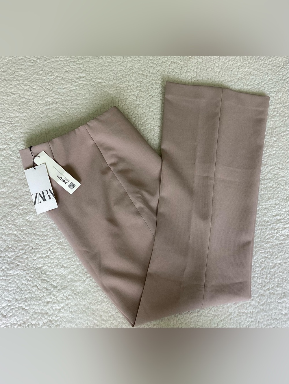 NWT Zara‎ Taupe Flare Trousers Quiet Luxury Office Pants Large